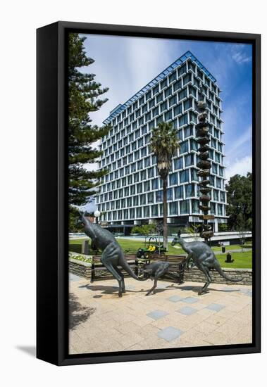 Kangaroo Statue in Front of the City of Perth Council, Perth, Western Australia, Australia, Pacific-Michael Runkel-Framed Stretched Canvas