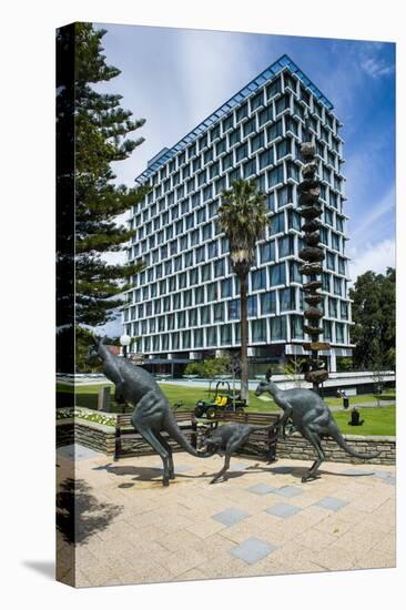 Kangaroo Statue in Front of the City of Perth Council, Perth, Western Australia, Australia, Pacific-Michael Runkel-Stretched Canvas