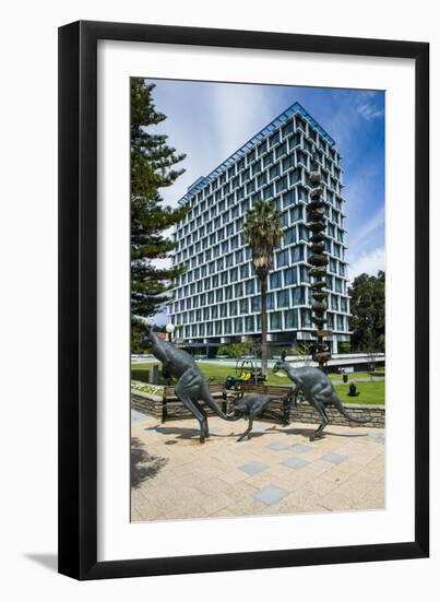 Kangaroo Statue in Front of the City of Perth Council, Perth, Western Australia, Australia, Pacific-Michael Runkel-Framed Premium Photographic Print