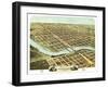 Kankakee, Illinois - Panoramic Map-Lantern Press-Framed Art Print