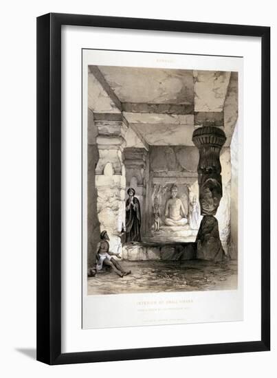 Kannari, Interior of a Small Vihara, India, 1845-Thomas Colman Dibdin-Framed Giclee Print