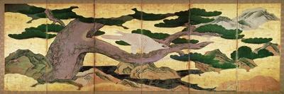 The Hawks in the Pines, 6 Panel Folding Screen-Kano Eitoku-Framed Giclee Print