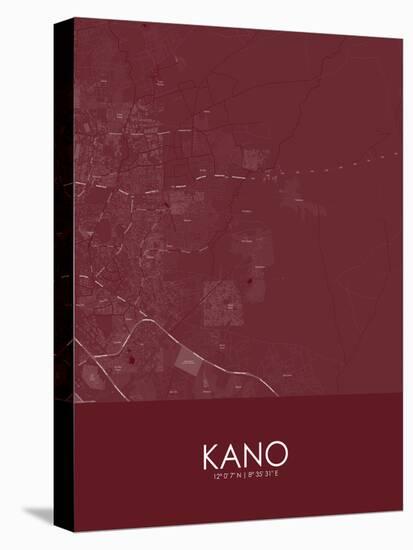 Kano, Nigeria Red Map-null-Stretched Canvas