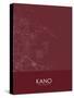 Kano, Nigeria Red Map-null-Stretched Canvas