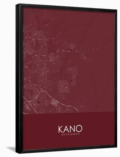 Kano, Nigeria Red Map-null-Framed Poster