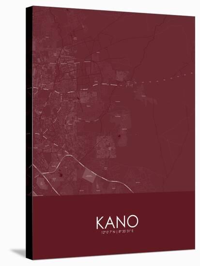 Kano, Nigeria Red Map-null-Stretched Canvas