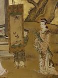 Elegant Pastimes, Calligraphy, Screen-Kano Tansetsu-Stretched Canvas