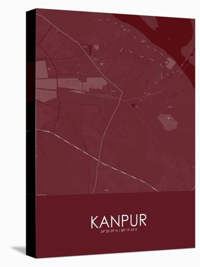 Kanpur, India Red Map-null-Stretched Canvas