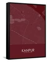 Kanpur, India Red Map-null-Framed Stretched Canvas