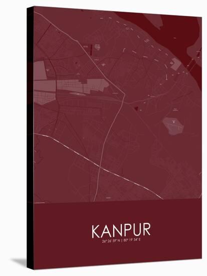 Kanpur, India Red Map-null-Stretched Canvas