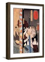 Kansaki Yagoro Noriyasu Seen Behind a Transparent Screen-Kuniyoshi Utagawa-Framed Giclee Print