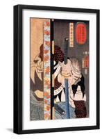 Kansaki Yagoro Noriyasu Seen Behind a Transparent Screen-Kuniyoshi Utagawa-Framed Giclee Print