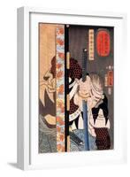 Kansaki Yagoro Noriyasu Seen Behind a Transparent Screen-Kuniyoshi Utagawa-Framed Giclee Print