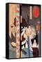 Kansaki Yagoro Noriyasu Seen Behind a Transparent Screen-Kuniyoshi Utagawa-Framed Stretched Canvas