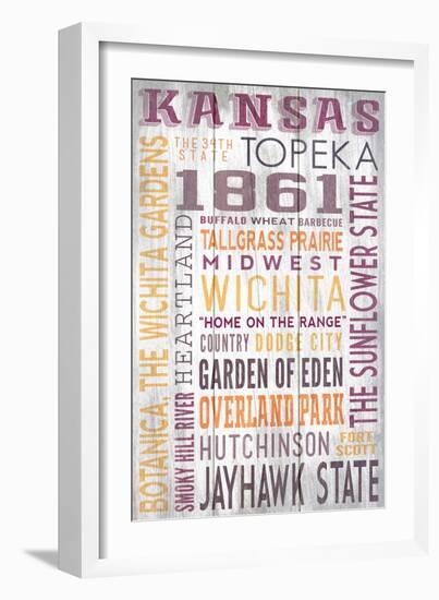 Kansas - Barnwood Typography-Lantern Press-Framed Art Print