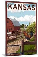 Kansas - Barnyard Scene-Lantern Press-Mounted Art Print