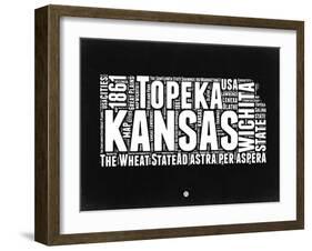 Kansas Black and White Map-NaxArt-Framed Art Print