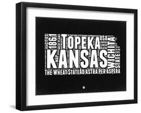 Kansas Black and White Map-NaxArt-Framed Art Print