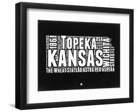 Kansas Black and White Map-NaxArt-Framed Art Print