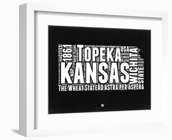 Kansas Black and White Map-NaxArt-Framed Art Print