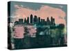 Kansas City Abstract Skyline I-Emma Moore-Stretched Canvas