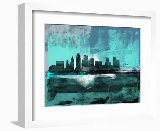 Kansas City Abstract Skyline II-Emma Moore-Framed Art Print