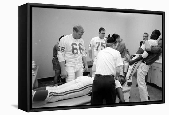 Kansas City Chiefs Football Team Players Massaged before the Championship Game, January 15, 1967-Bill Ray-Framed Stretched Canvas
