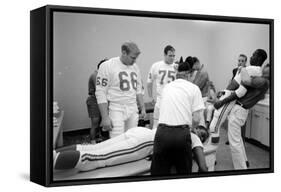 Kansas City Chiefs Football Team Players Massaged before the Championship Game, January 15, 1967-Bill Ray-Framed Stretched Canvas