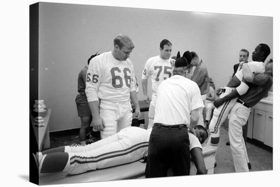 Kansas City Chiefs Football Team Players Massaged before the Championship Game, January 15, 1967-Bill Ray-Stretched Canvas