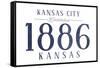 Kansas City, Kansas - Established Date (Blue)-Lantern Press-Framed Stretched Canvas
