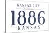 Kansas City, Kansas - Established Date (Blue)-Lantern Press-Stretched Canvas