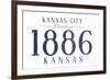 Kansas City, Kansas - Established Date (Blue)-Lantern Press-Framed Art Print