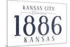 Kansas City, Kansas - Established Date (Blue)-Lantern Press-Mounted Art Print