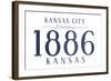 Kansas City, Kansas - Established Date (Blue)-Lantern Press-Framed Art Print