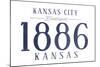 Kansas City, Kansas - Established Date (Blue)-Lantern Press-Mounted Art Print