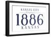 Kansas City, Kansas - Established Date (Blue)-Lantern Press-Framed Art Print