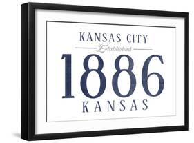 Kansas City, Kansas - Established Date (Blue)-Lantern Press-Framed Art Print