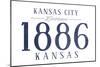 Kansas City, Kansas - Established Date (Blue)-Lantern Press-Mounted Art Print