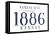 Kansas City, Kansas - Established Date (Blue)-Lantern Press-Framed Stretched Canvas