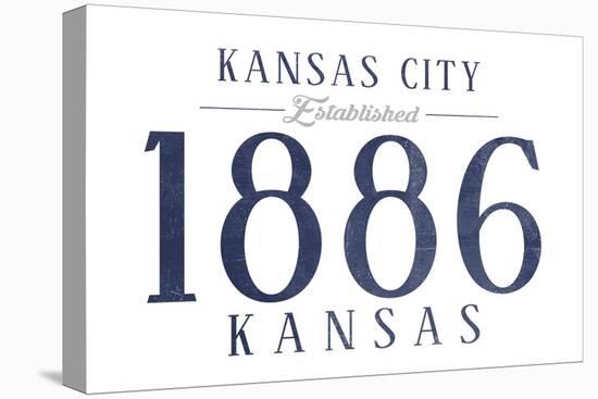 Kansas City, Kansas - Established Date (Blue)-Lantern Press-Stretched Canvas