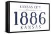 Kansas City, Kansas - Established Date (Blue)-Lantern Press-Framed Stretched Canvas