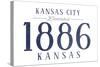 Kansas City, Kansas - Established Date (Blue)-Lantern Press-Stretched Canvas