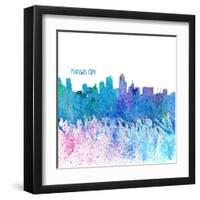 Kansas CIty Kansas Skyline Silhouette Impressionistic Splash-M. Bleichner-Framed Art Print