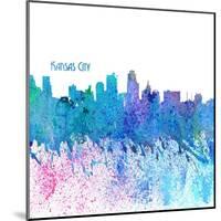 Kansas CIty Kansas Skyline Silhouette Impressionistic Splash-M. Bleichner-Mounted Art Print