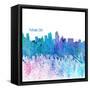 Kansas CIty Kansas Skyline Silhouette Impressionistic Splash-M. Bleichner-Framed Stretched Canvas