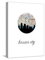 Kansas City Map Skyline-Paperfinch 0-Stretched Canvas
