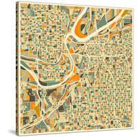 Kansas City Map-Jazzberry Blue-Stretched Canvas