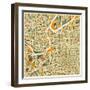 Kansas City Map-Jazzberry Blue-Framed Art Print