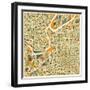 Kansas City Map-Jazzberry Blue-Framed Art Print