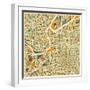 Kansas City Map-Jazzberry Blue-Framed Art Print